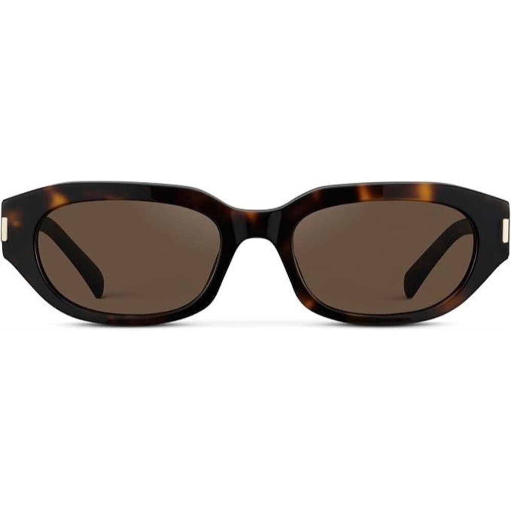 Women's Polarized Oval Sunglasses Oversized Soft Angle Frame Metal Accents UV